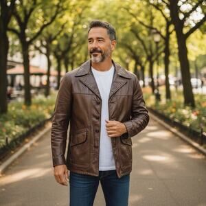 Cooper Designer Men's Vintage leather coat Size 40  Outerwear Genuine